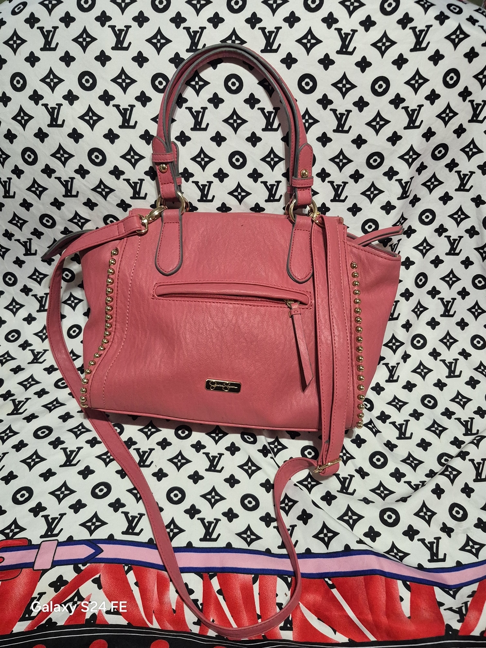 Y2K Jessica Simpson Pink Studded Crossbody Satchel
